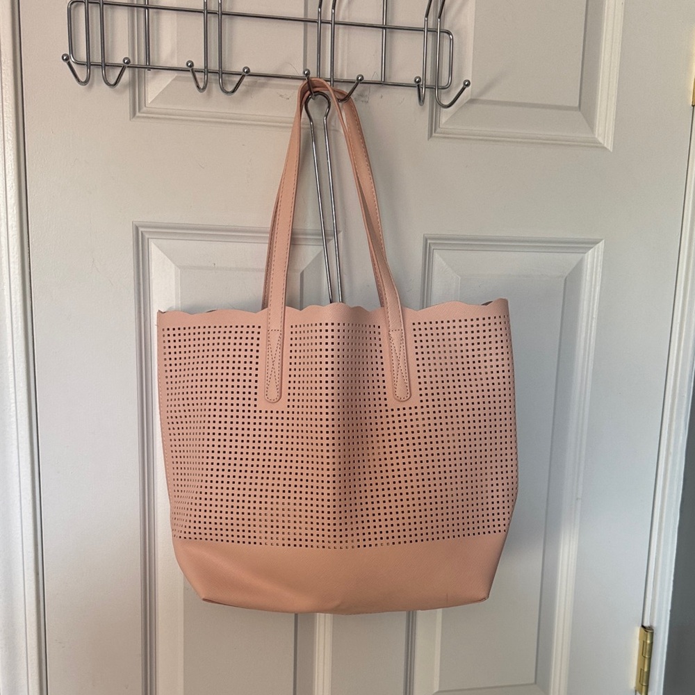 Neiman Marcus Blush Perforated Tote